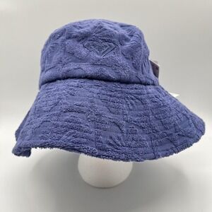 Roxy Hat Womens Medium Bucket Terry Cloth Wide Brim Blue Floral Bliss Full‎ NEW